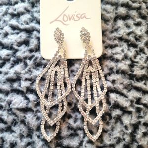 Beautiful silver metal and CZ Special Occasion Drop Earrings